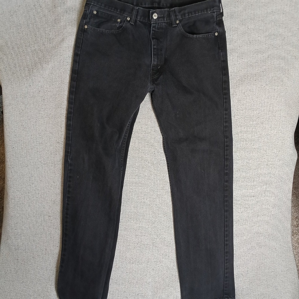 Levi's 505 Regular Fit Jeans Mens 36x34 Black Excellent Straight Leg Denim